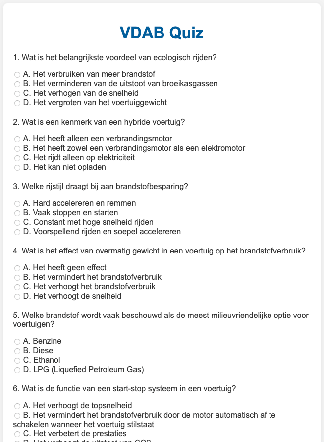 quiz Rijbewijs